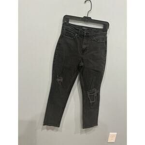 Banana Republic‎ Womens Black Denim High Rise Straight Jeans Size 26 Grunge Emo